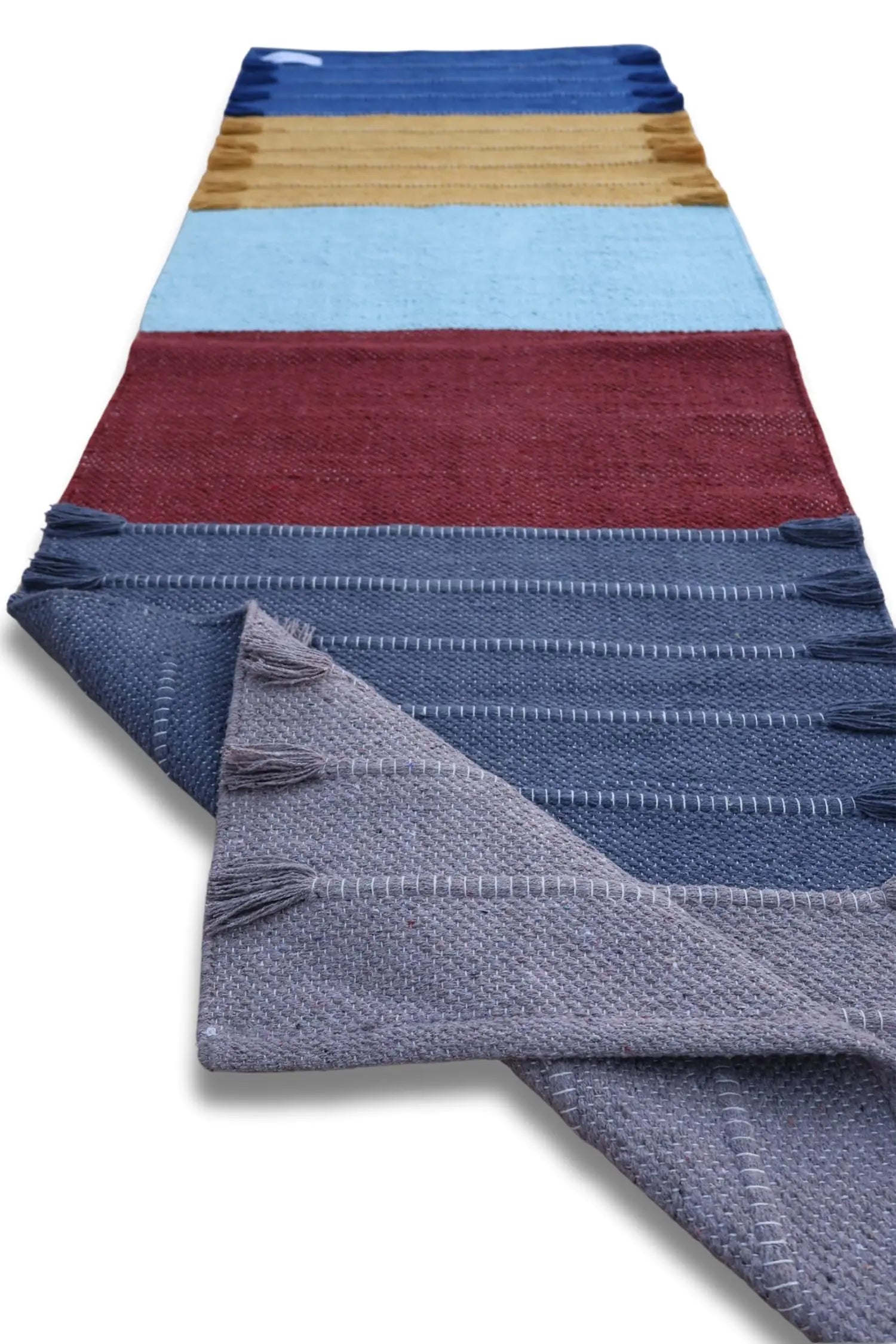 Jaipur Art & Rugs Cotton Yoga Rug - Eco-Friendly Hand-Woven Thick Mat (24”x72”x5mm) for Everyday Fitness at Home - Comfortable & Extra-Long (Multicolor 5)