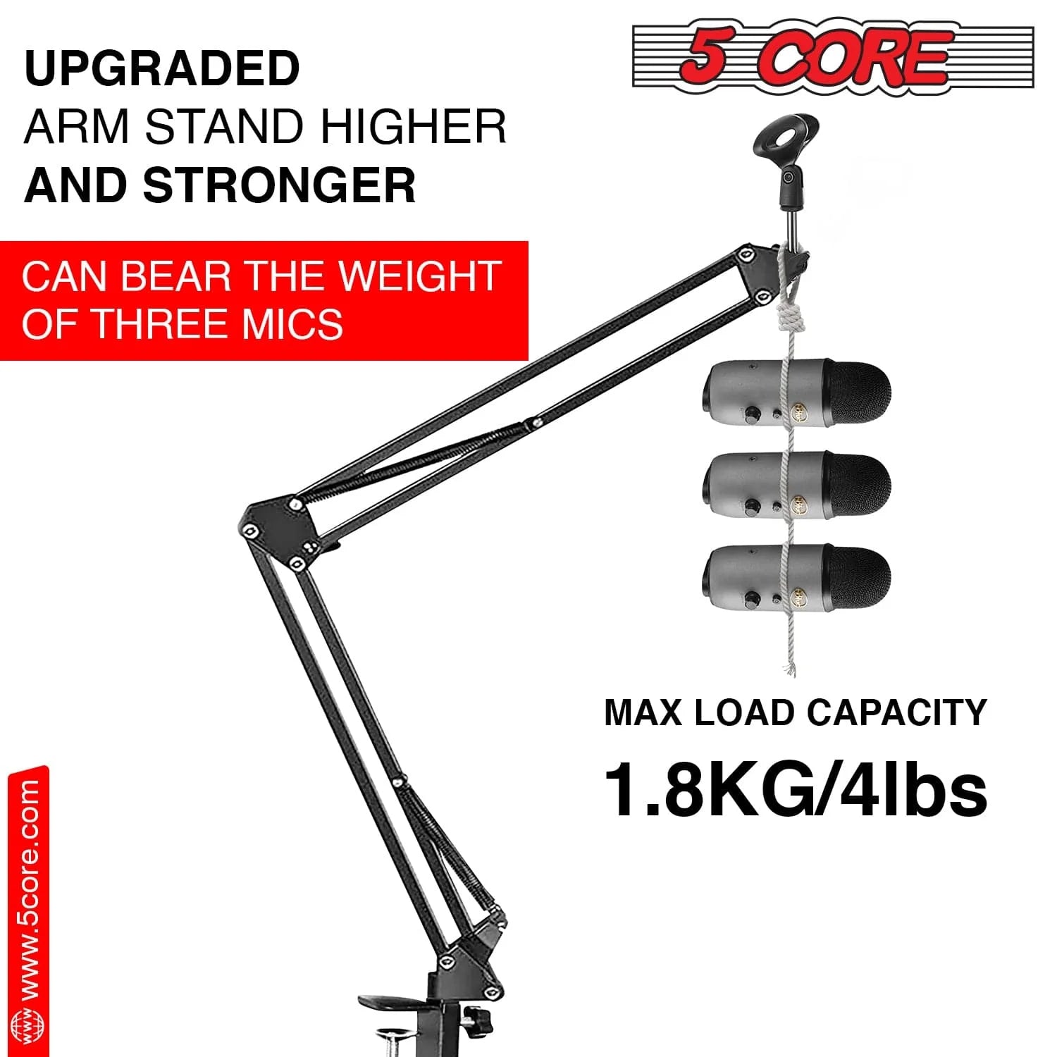5Core Microphone Stand Suspension Desk Scissor Boom Arm W Shock Mount