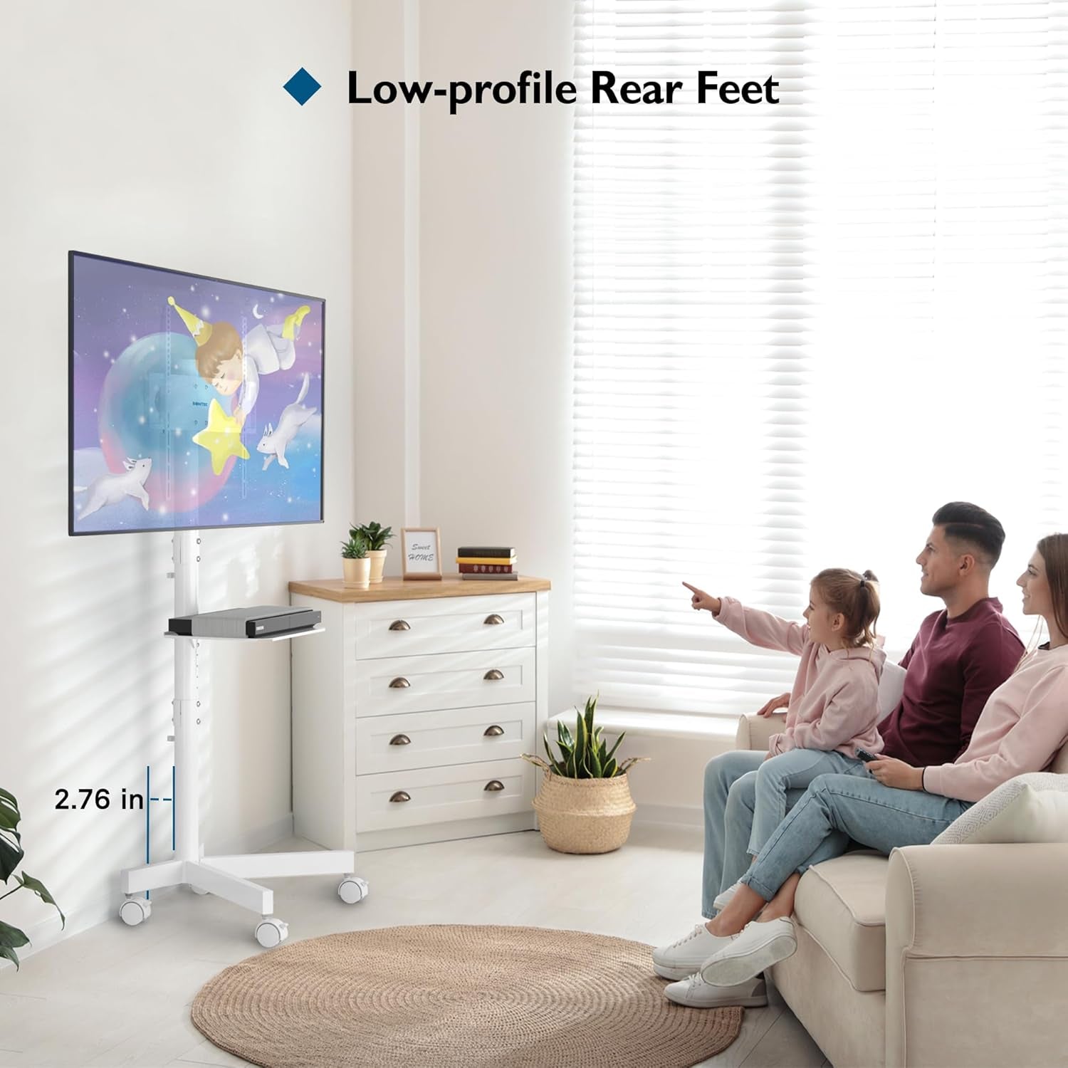 Mobile TV Stand, Rolling TV Stand for 23-60 Inch Screens, Adjustable