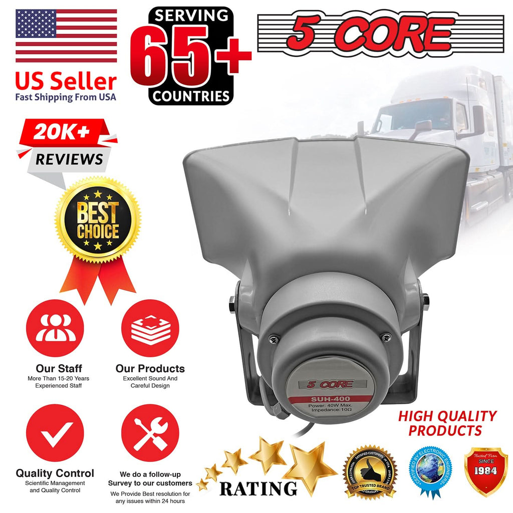 5 Core PA Horn Speaker Outdoor 8x16" Siren Loudspeaker 40W RMS Loud