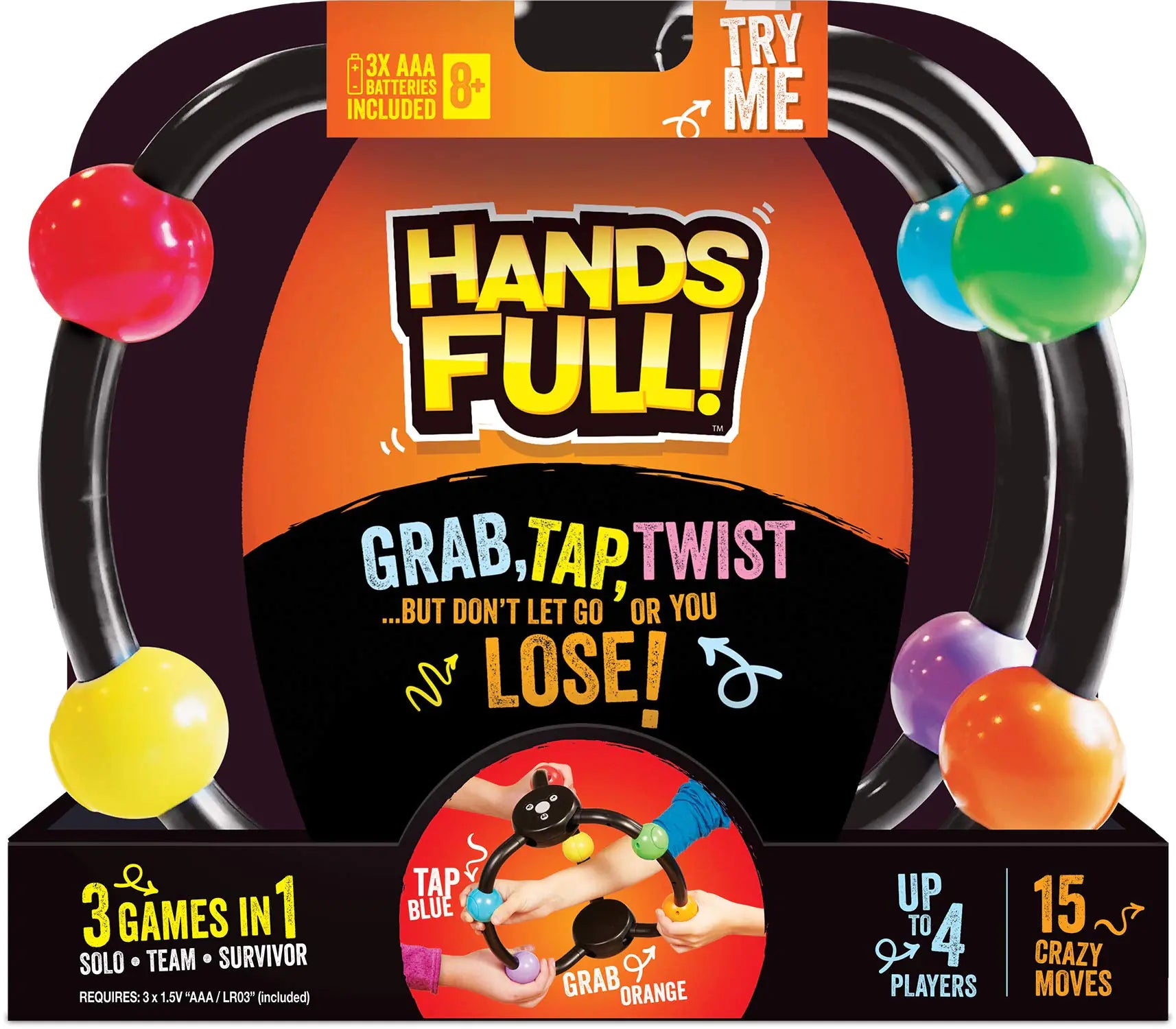 Hands Full! - an Interactive Family Game of Twisted Challenges and Tangled Fun - Grab Tap and Twist but Dont Let Go or You Lose! - 3 Games in 1 for ages 8 YEARS & UP