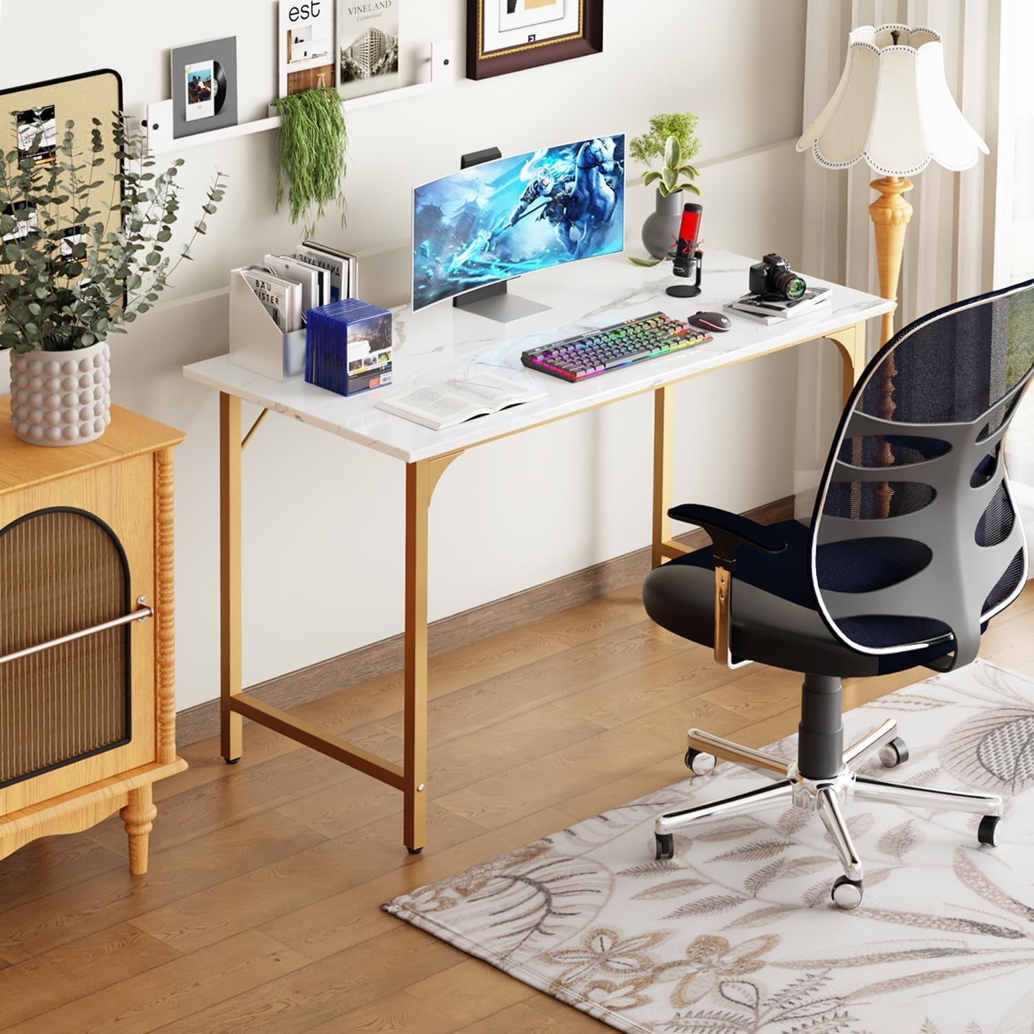 Computer Desk,47 Inches Home Office Desk Writing Study Table Modern