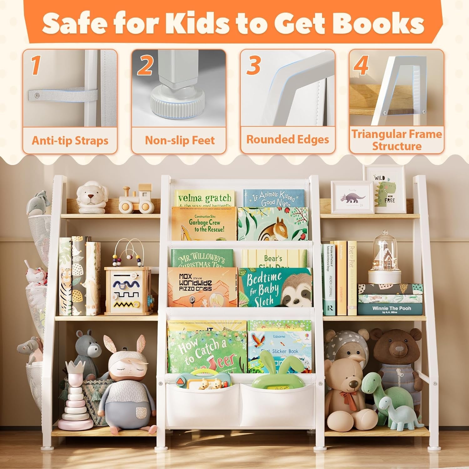 Kids Bookshelf and Toy Organizer: 3-Tier Book Shelf for Kids Room,