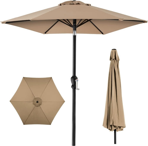 10Ft Outdoor Steel Polyester Market Patio Umbrella W/Crank, Easy Push
