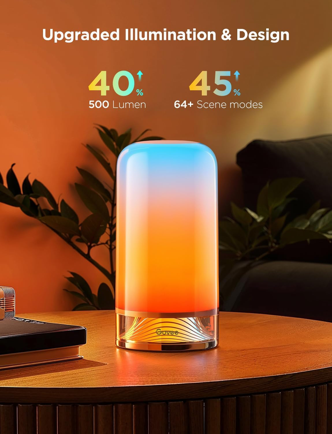 RGBIC Smart Table Lamp 2, Touch Bedside Small Table Lamp Work with