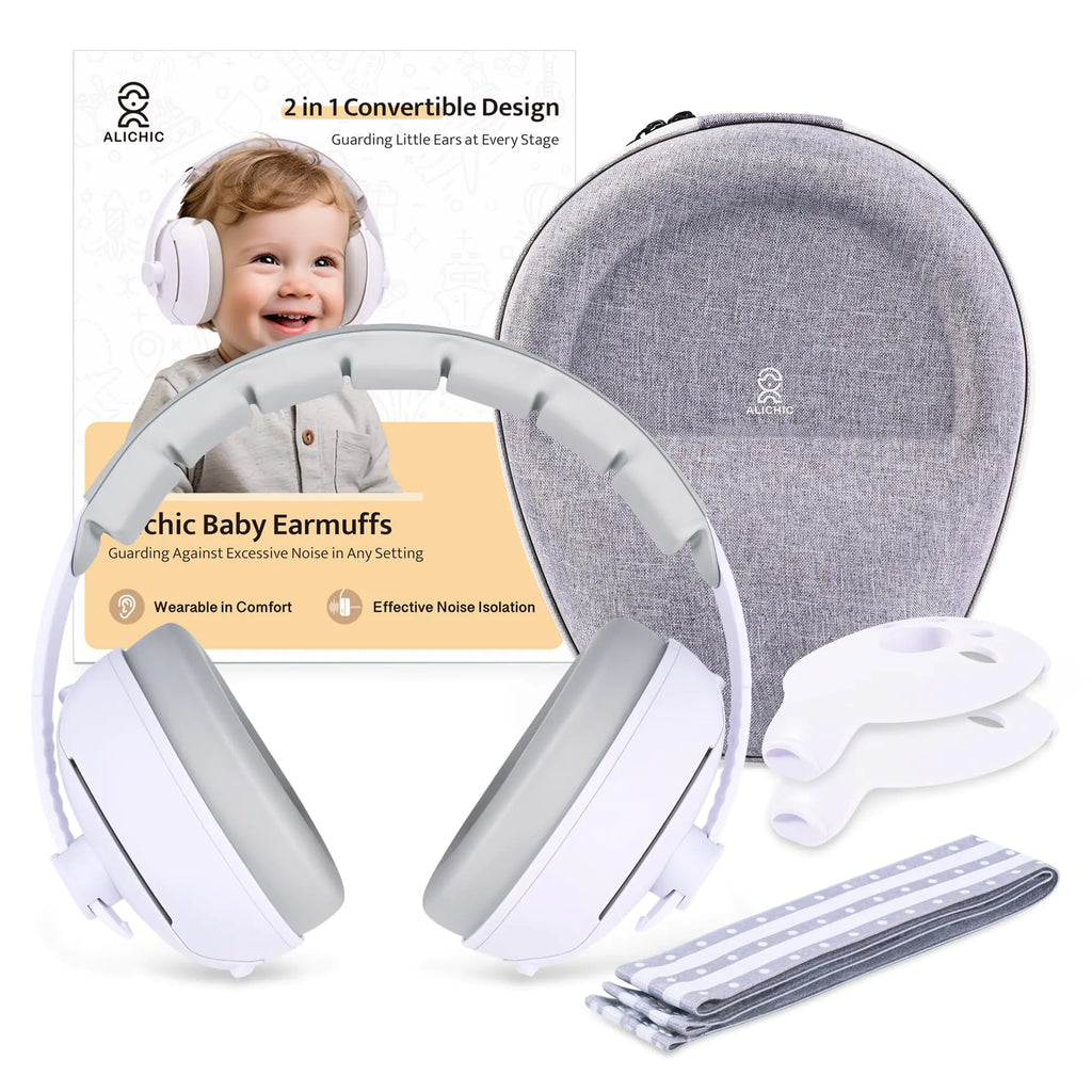 ALICHIC 2-in-1 Convertible Design Baby Earmuffs Noise Protection-noise cancelling headphones for Infant & Toddlers up to 5 Years Noise Reduction Earmuffs for Newborn Improves Sleep