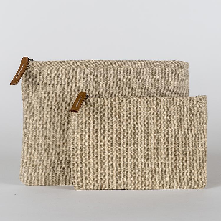 Modern Jute Zippered Lined Pouch 2-Piece Set