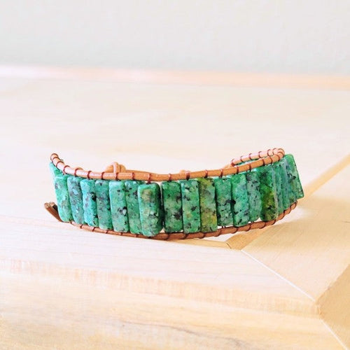 Woven African Turquoise Beaded Bracelet