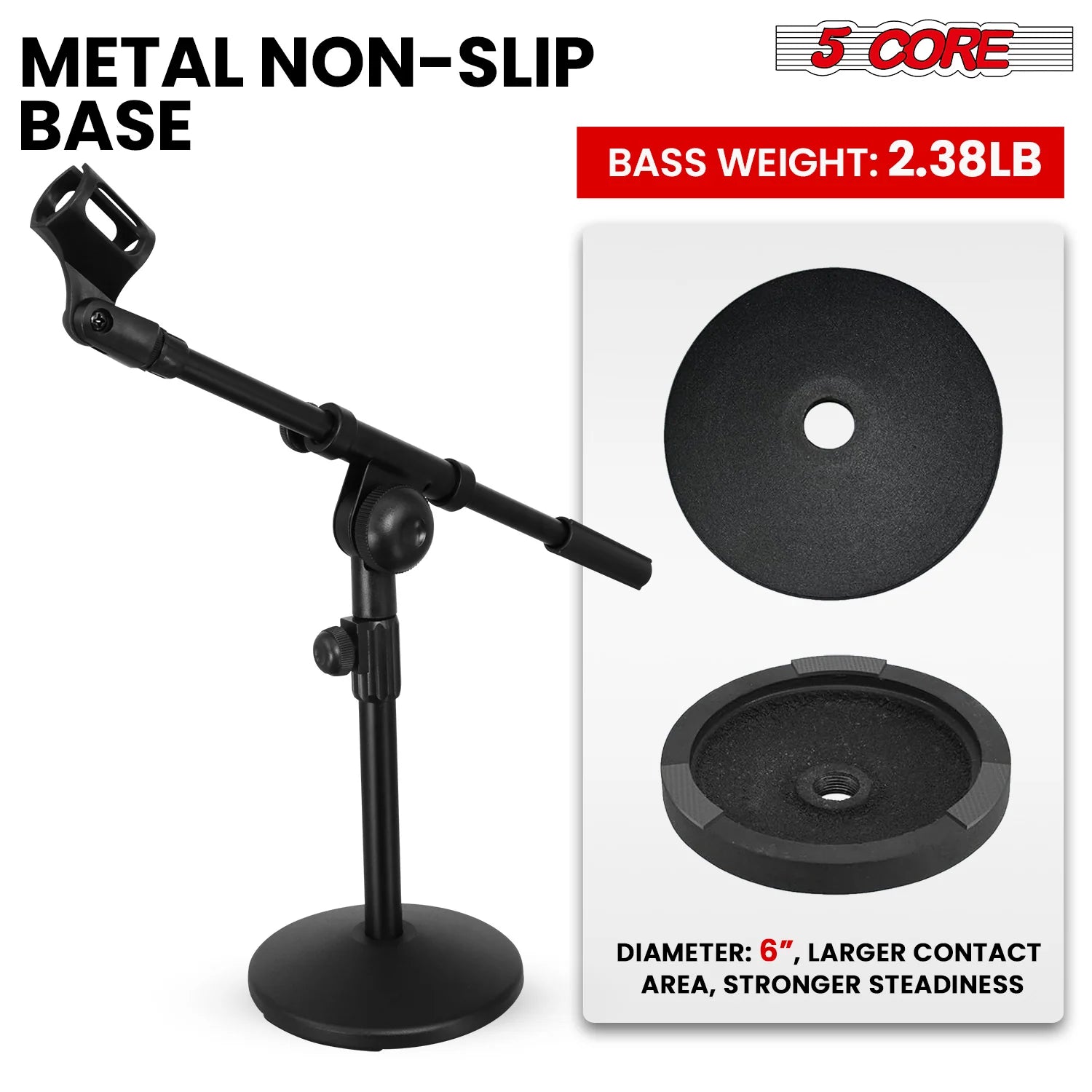 5Core round Base Desktop Mic Stand Universal Desk Microphone Holder