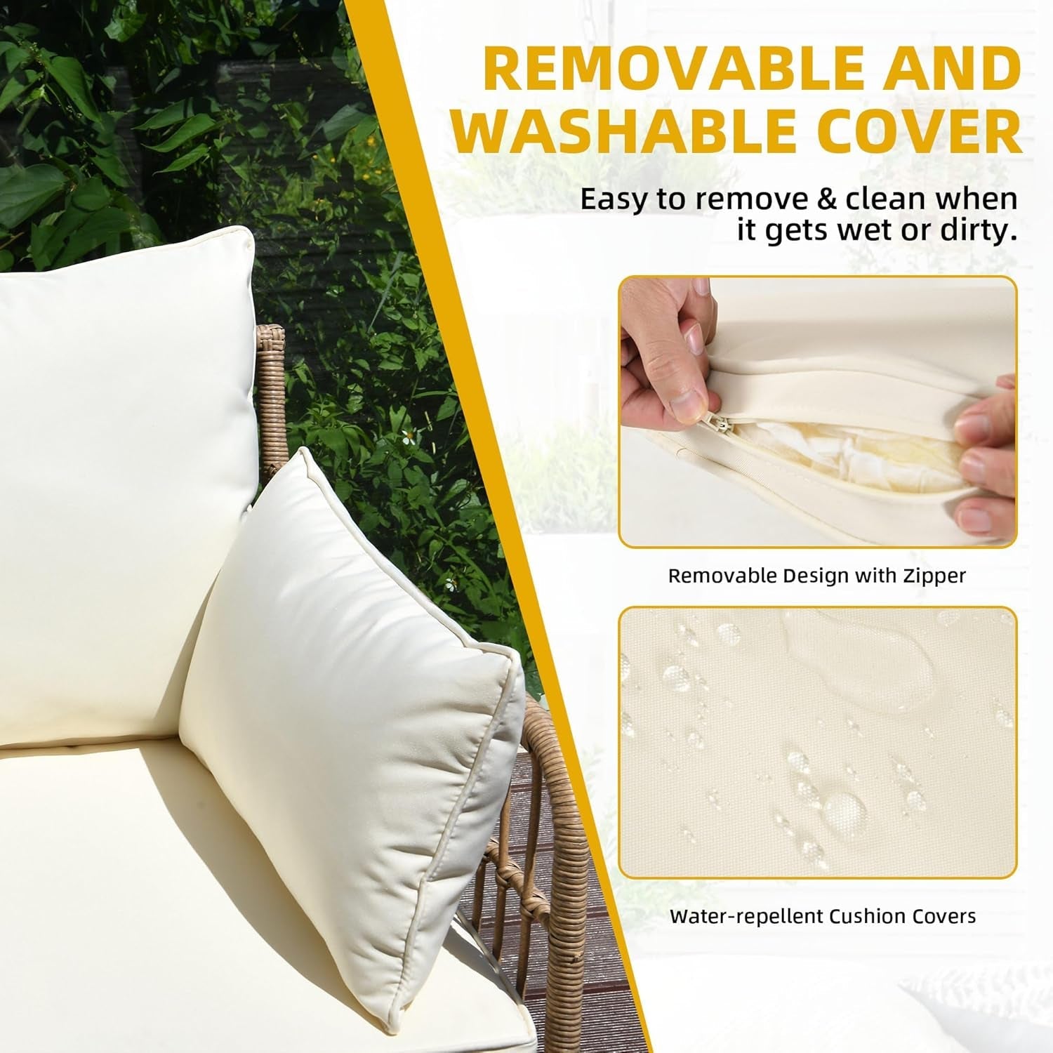 Outdoor All Weather Four Piece Patio Conversation Set Beige