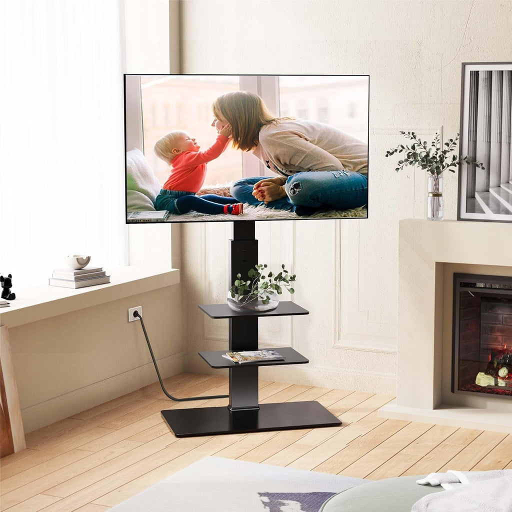 Floor TV Stand with Power Strip for Tvs 32-75 Inch Tvs, Universal TV