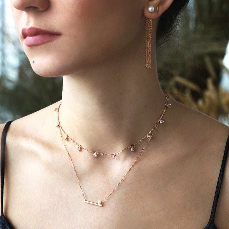 Carina Silver Choker Necklace with Dangles