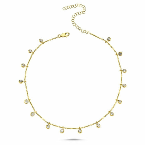 Carina Silver Choker Necklace with Dangles