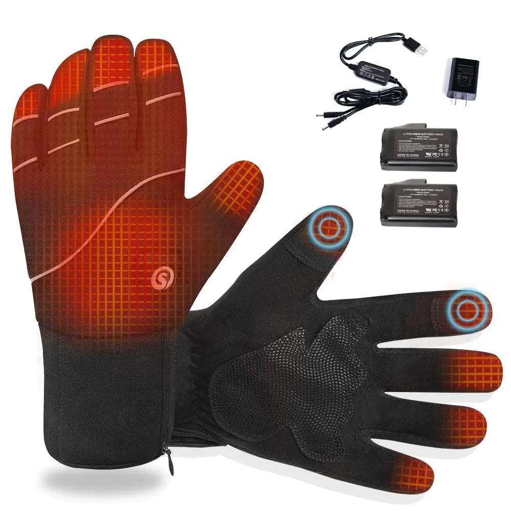 Heated Cycling Gloves for Men Women SAVIOR HEAT Thin Electric Rechargeable Battery Motorcycle Warm Gloves 7.4V 2200mAh Hand Warmer Gloves for Cold Weather Work Ski Skate Hiking Camping Hunting