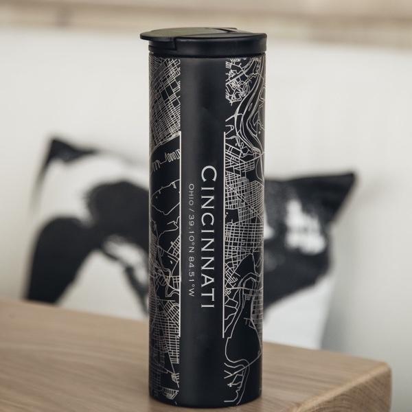 Cincinnati - Ohio Map Tumbler in Matte Black