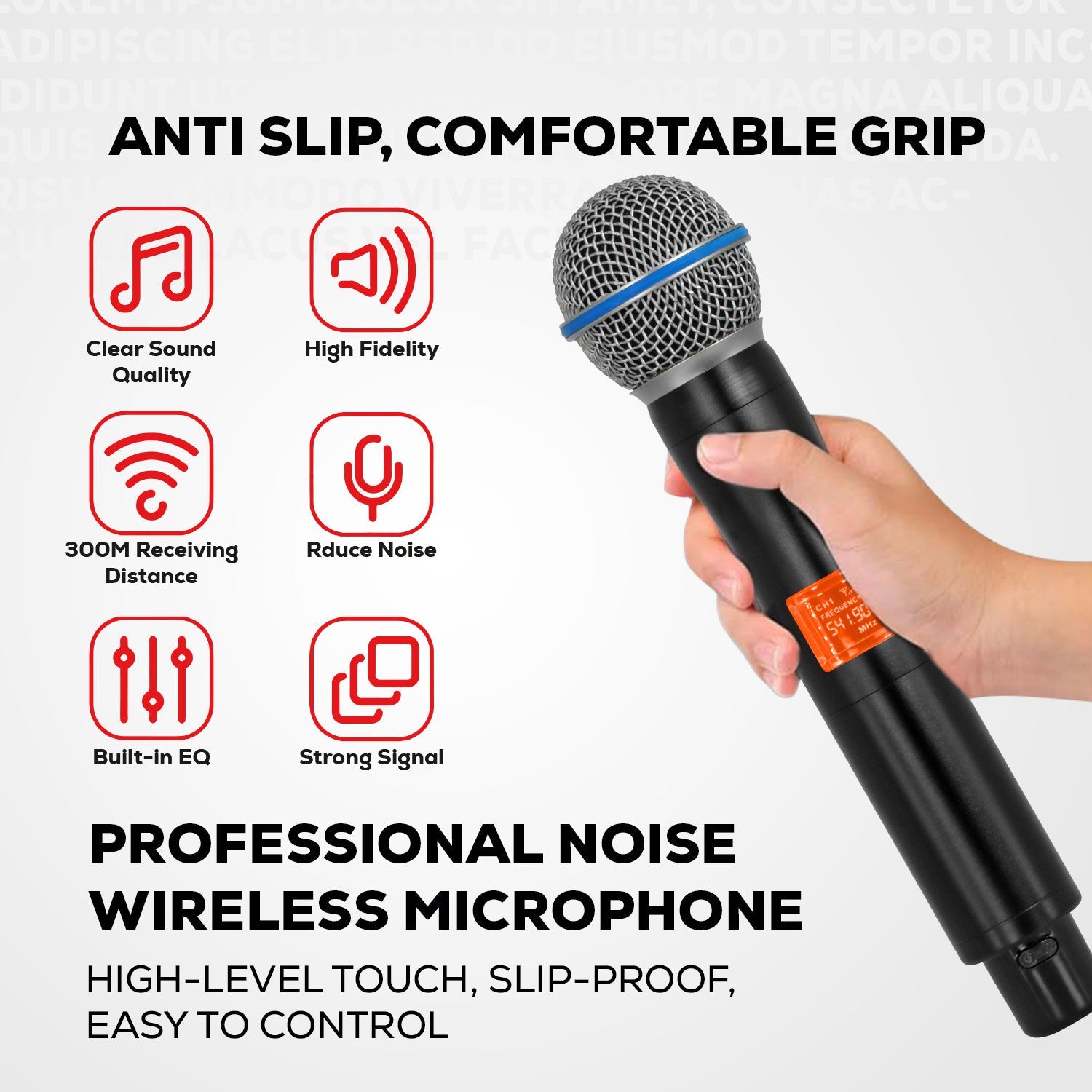5 Core Wireless Microphone System 4 Channel UHF 492F Range Portable