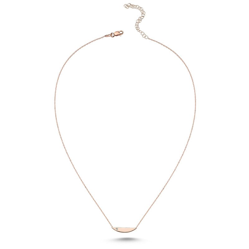 Curved Bar Silver Necklace With Pendant