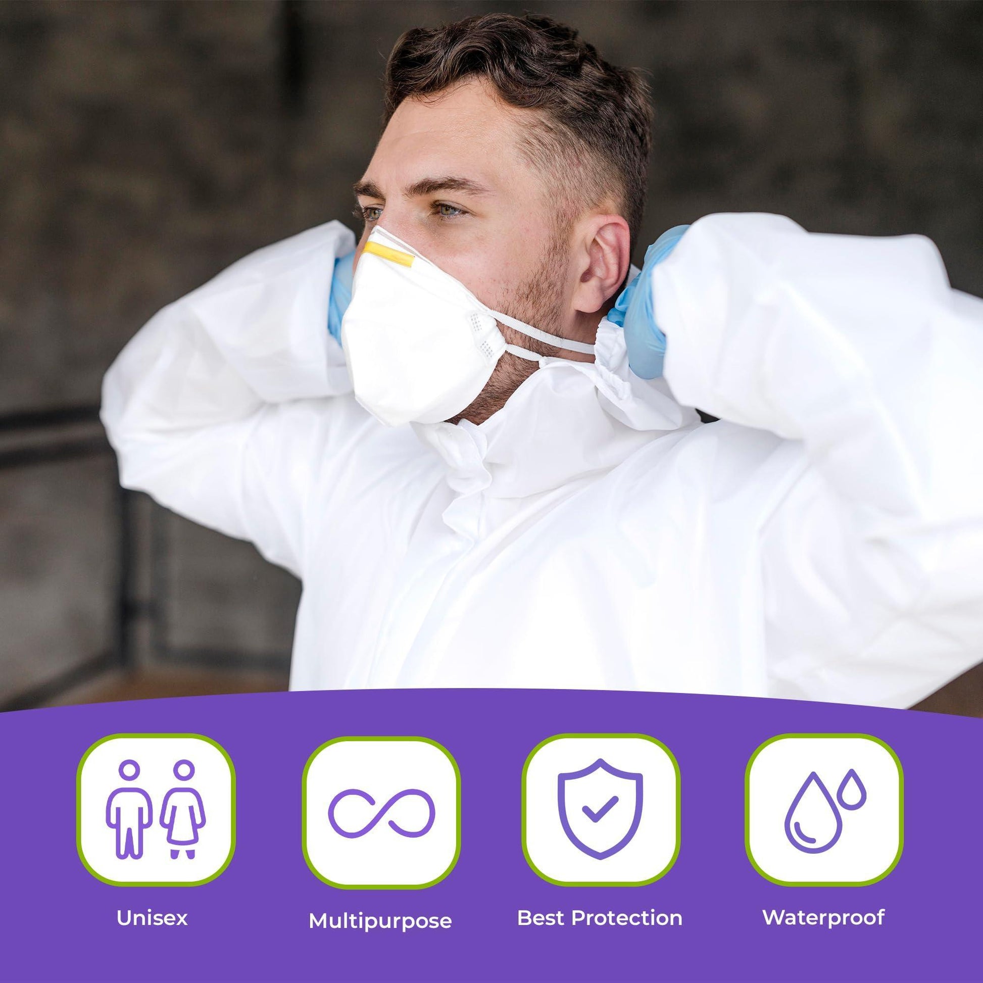 AMZ Medical Supply Disposable Coveralls for Men & Women Large. 5 Pack