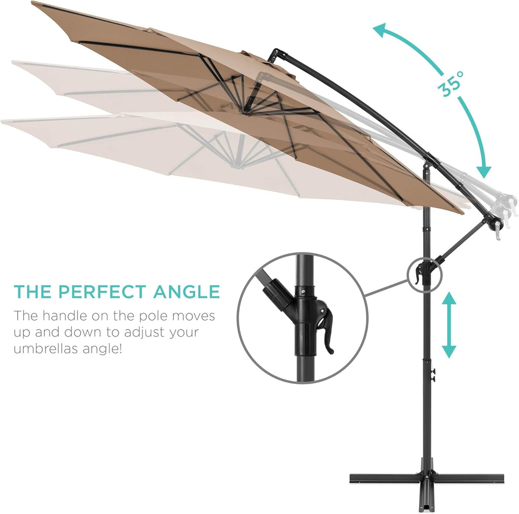 10Ft Offset Hanging Market Patio Umbrella W/Easy Tilt Adjustment,