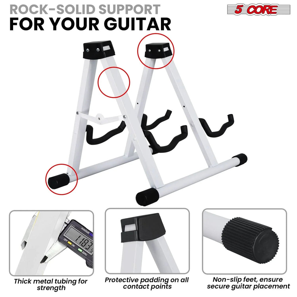 5Core Double Guitar Stand Floor Adjustable a Frame Folding Acoustic