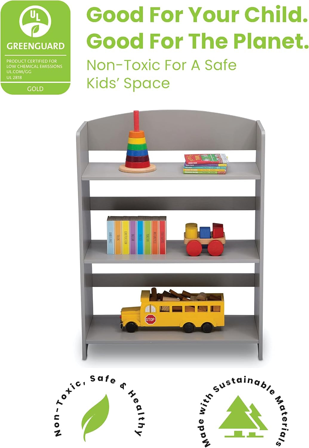 Mysize Grey Bookshelf Greenguard Gold Certified 33 Inch