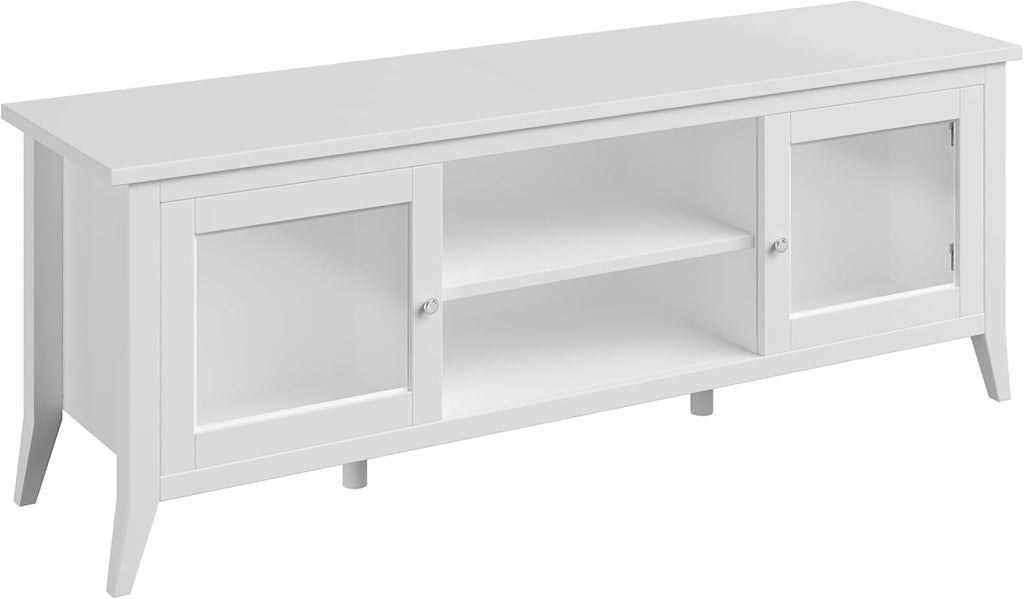 55 Inch TV Stand White With Storage Shelves And Cubbies
