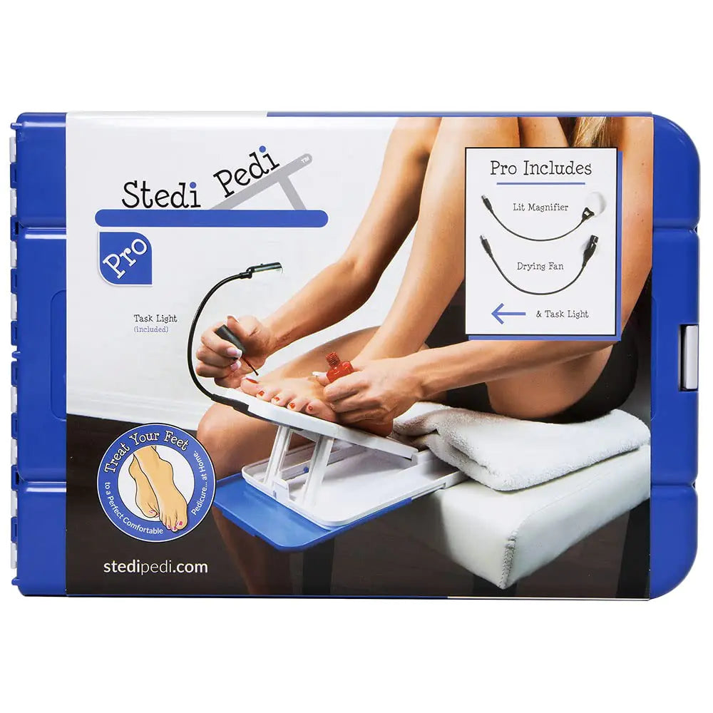 Stedi Pedi Pro - Professional Home Pedicure Kit - Pro Includes Lit Magnifier Drying Fan and Task Light - Paint Nails with Ease Using Pedi Assistant Tool - DIY for Women of All Ages