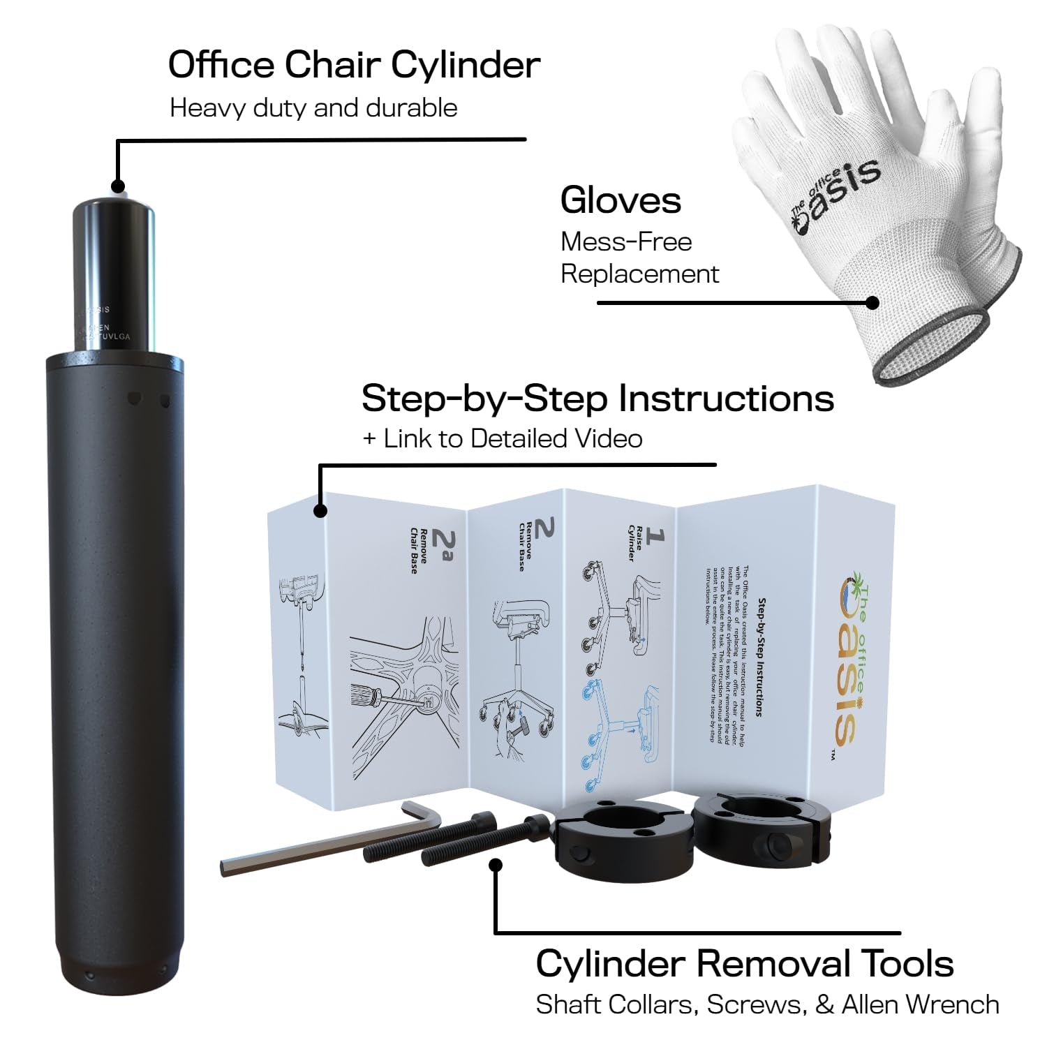Office Chair Cylinder Replacement with Removal Tool (As Seen on PBS) -