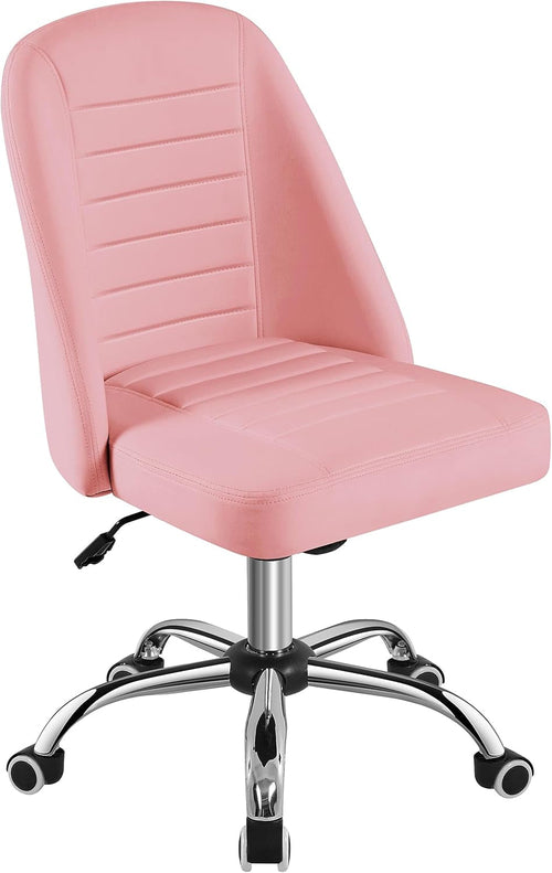 PU Leather Armless Office Chair, Mid Back Desk Chair, Computer Task