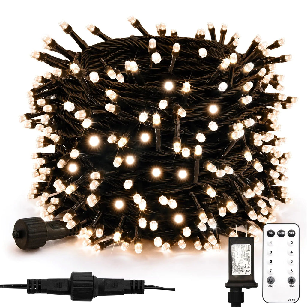 suddus 300 Led Christmas Lights Outdoor 99ft Connectable Christmas String Lights Plug in Christmas Tree Lights Indoor for Xmas Tree Holiday Party Porch Decor Warm White