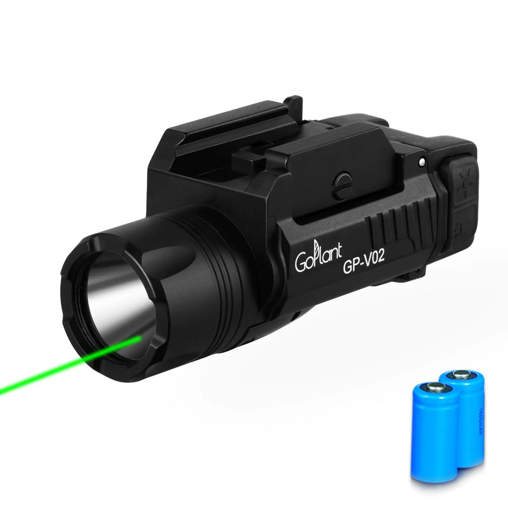 1300 Lumens Weapon Laser Light Aircraft-Grade Aluminum Tactical Flashlight Laser Battery Powered Adjustable Rail-Mounted LED Light and Green Laser Combo (Using No Rechargeable Batteries)