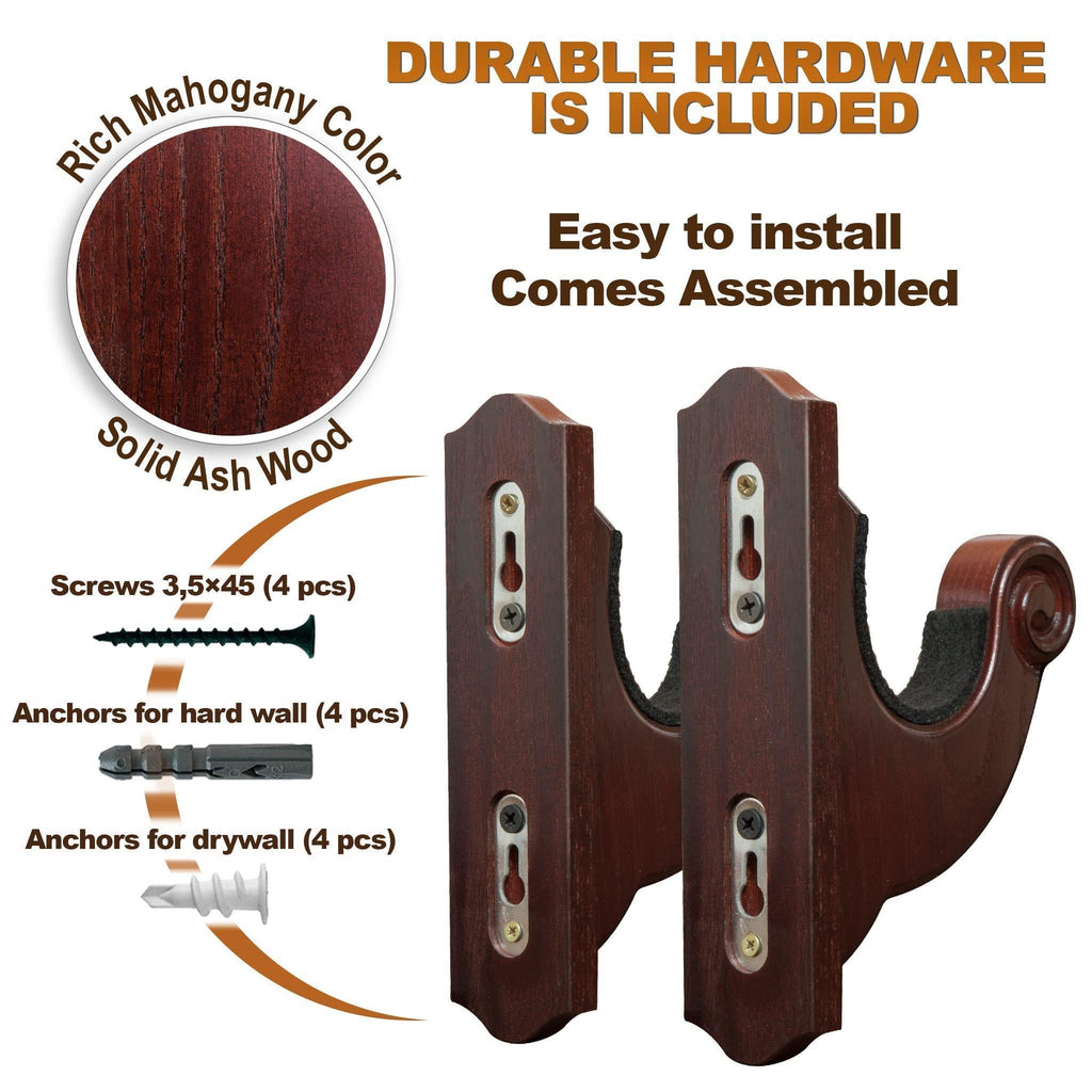 Wall Mount Gun Rack Hold Up Displays Horizontal Shotgun Bow Hanger Wood Hooks