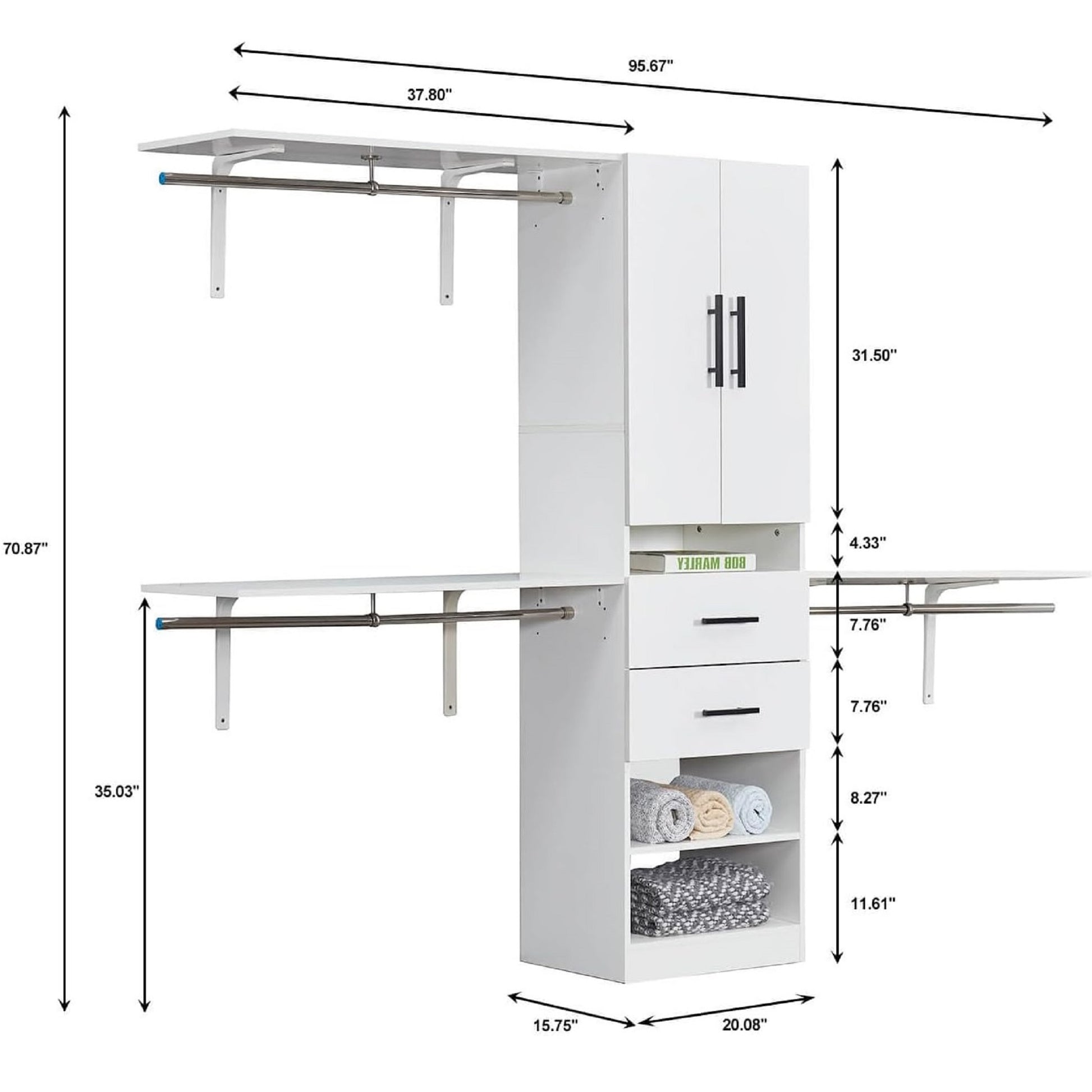 YS2D Closet Organizer System with 4 Drawers Storage