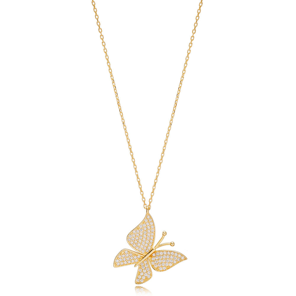 Handmade Sterling Silver Minimalist Gold Plated Butterfly Pendant