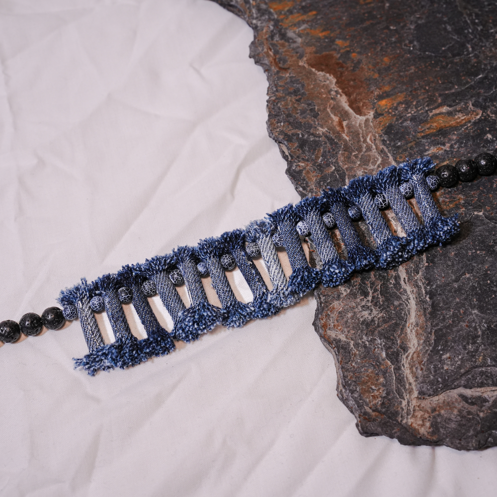 Denim Necklace and bracelet set 2 Piece jewelry tribal jewelry