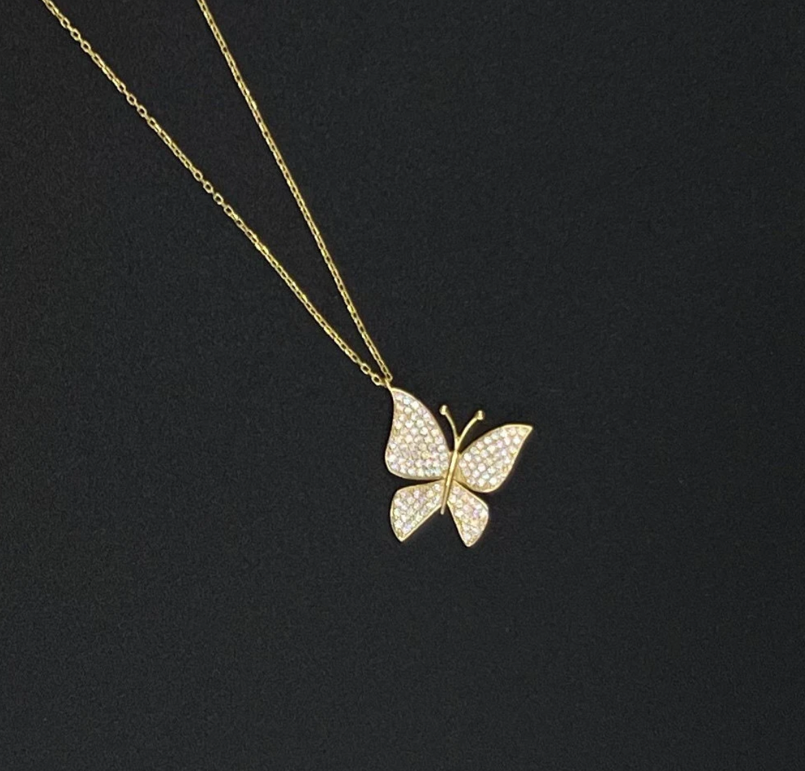 Handmade Sterling Silver Minimalist Gold Plated Butterfly Pendant