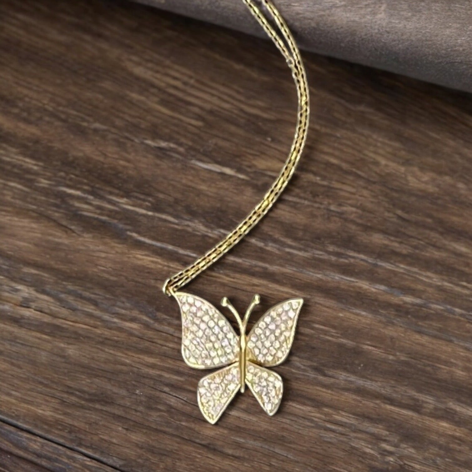 Handmade Sterling Silver Minimalist Gold Plated Butterfly Pendant