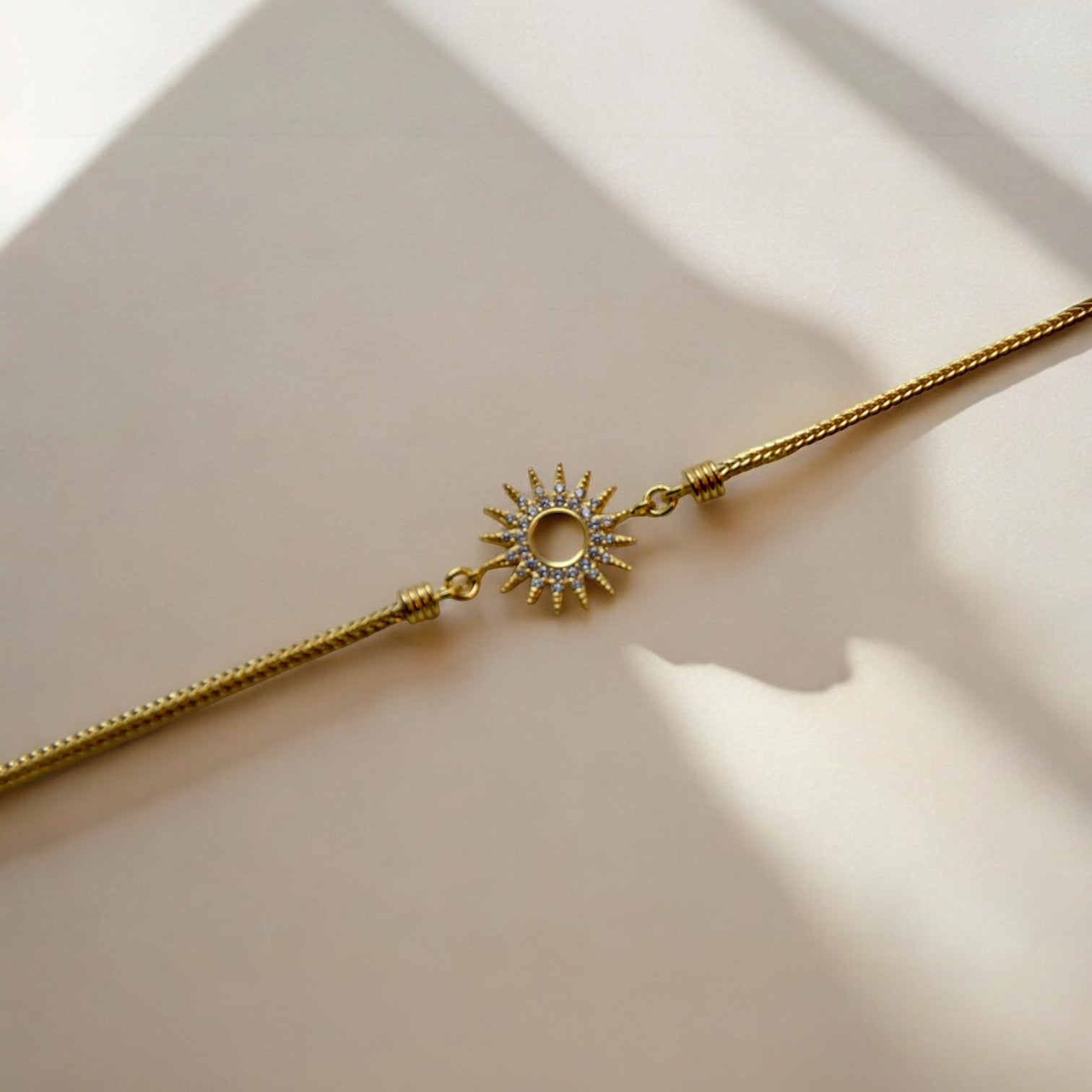 Handmade Sterling Silver with Gold Plating Sun Charm Bracelet