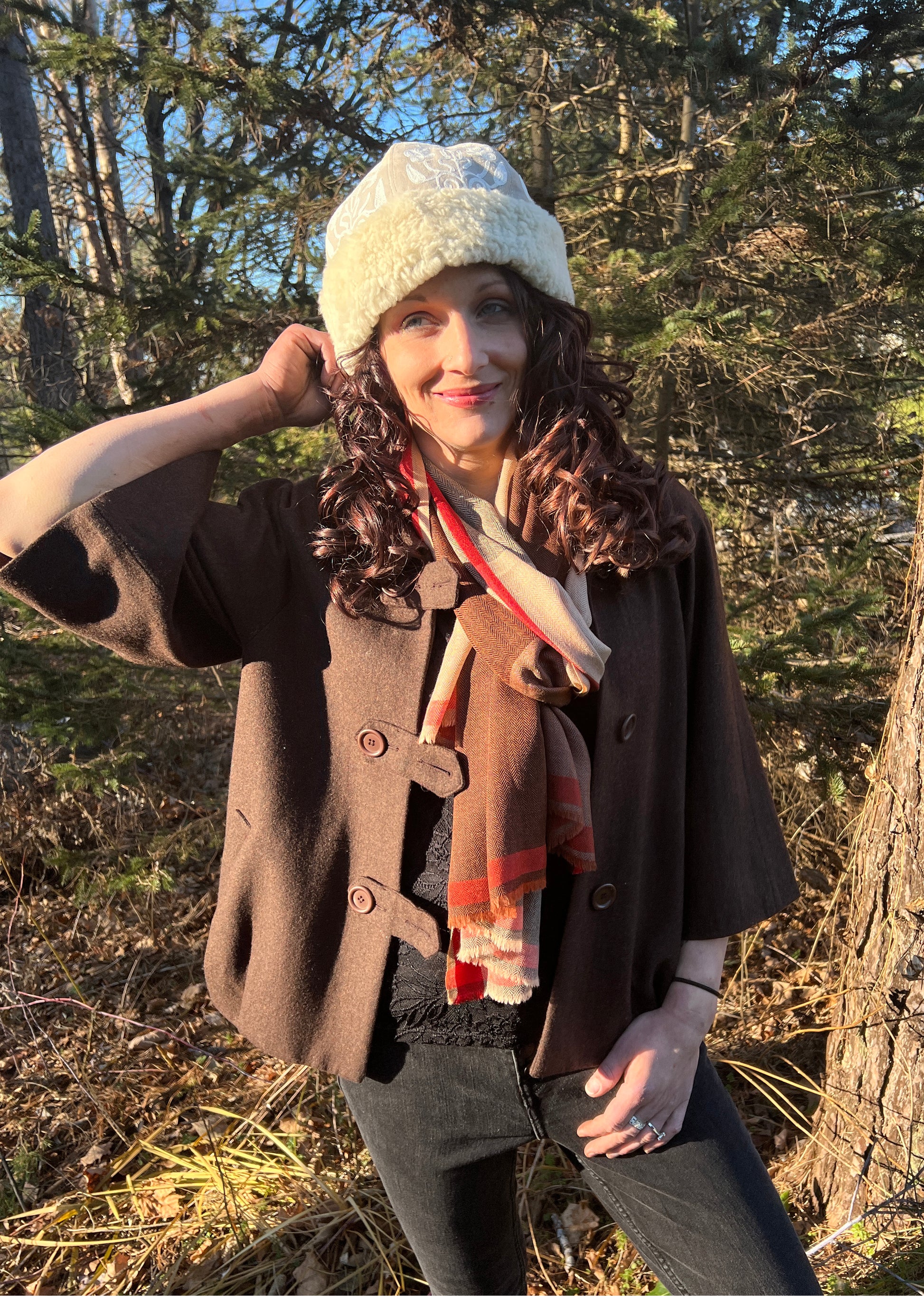 Handmade Ivory Suede Embroidered Cap/Hat