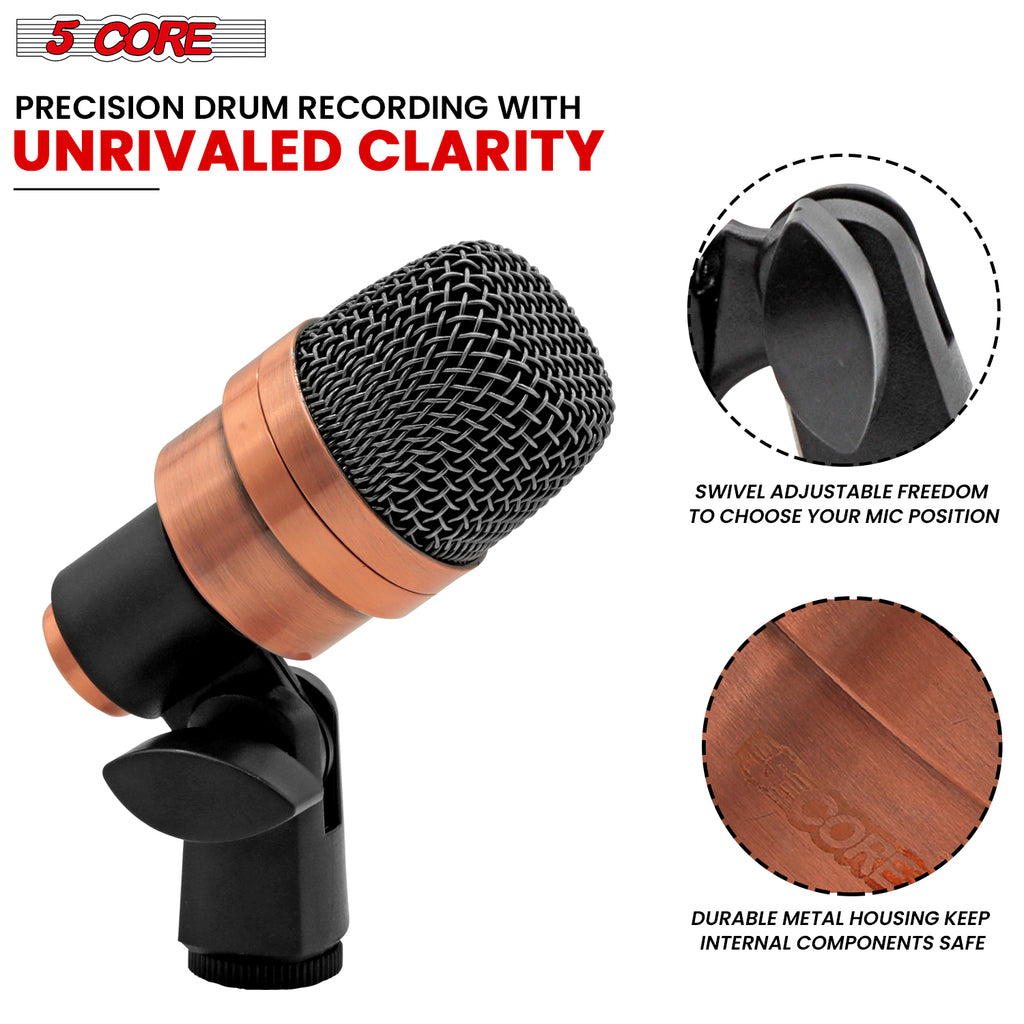 5 Core Snare Microphone XLR Wired Uni Directional Tom Drum and Other