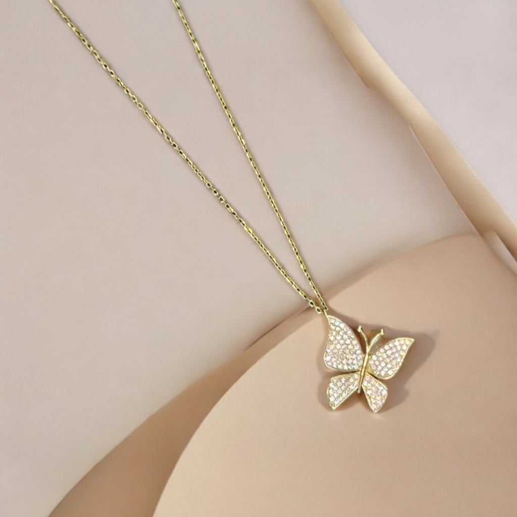 Handmade Sterling Silver Minimalist Gold Plated Butterfly Pendant