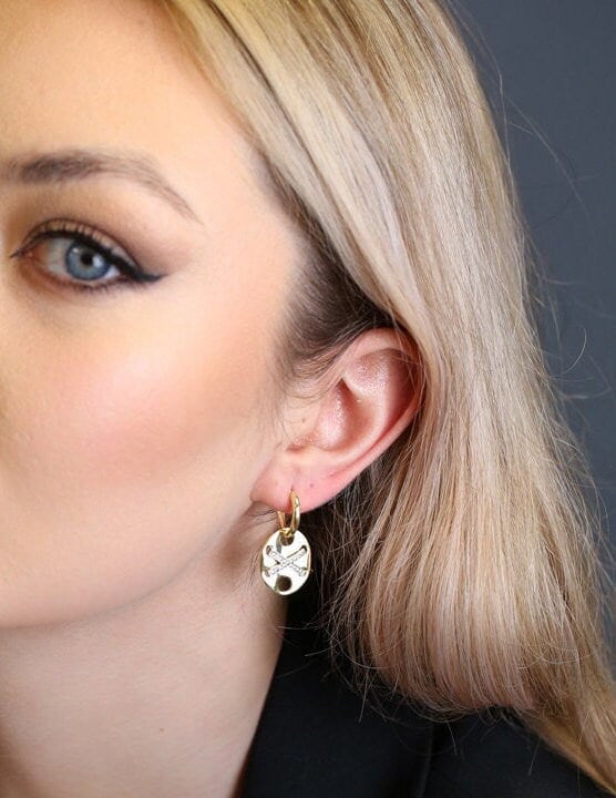 Sterling Silver Gold Plated Drop X Geometric Style Earrings