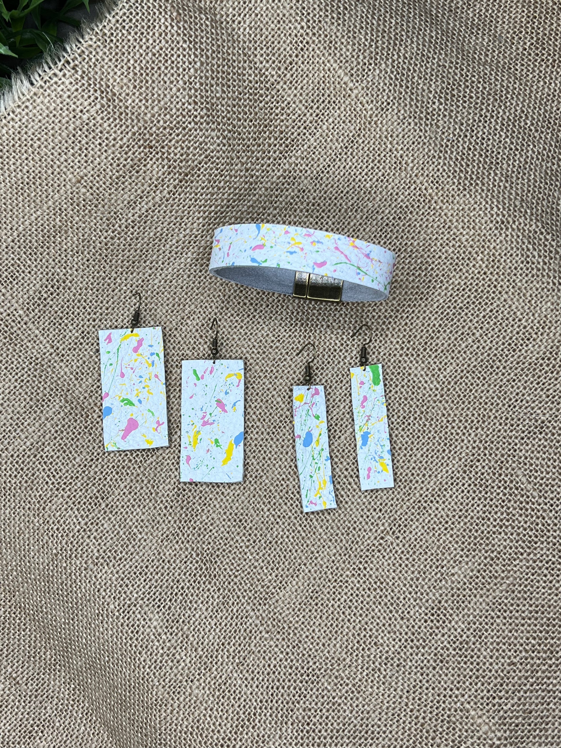 Splatter Paint Leather Cuff Bracelet
