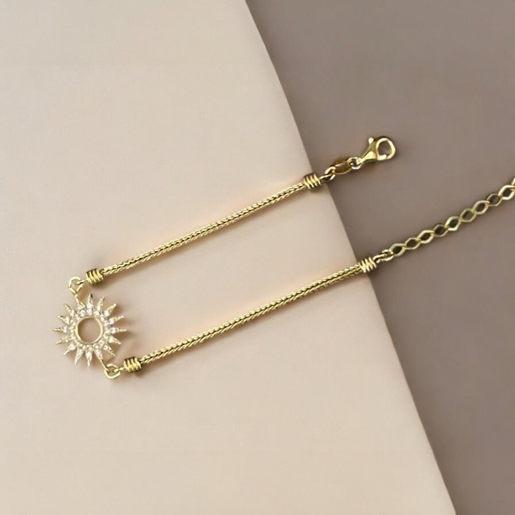 Handmade Sterling Silver with Gold Plating Sun Charm Bracelet
