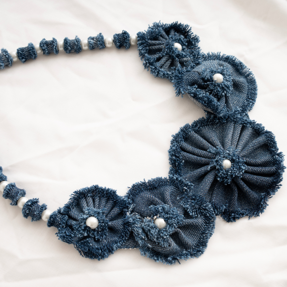 Necklace Set Handmade Boho Denim Necklace and Bracelet