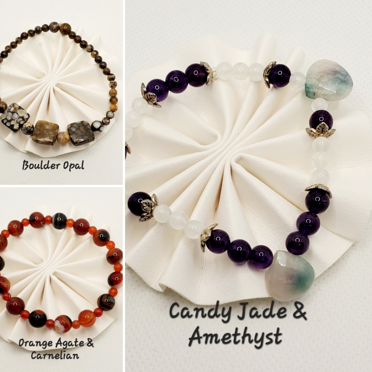 Saltwater Pearl with Crystal Beaded, Gemstone Beaded Stretch Bracelets