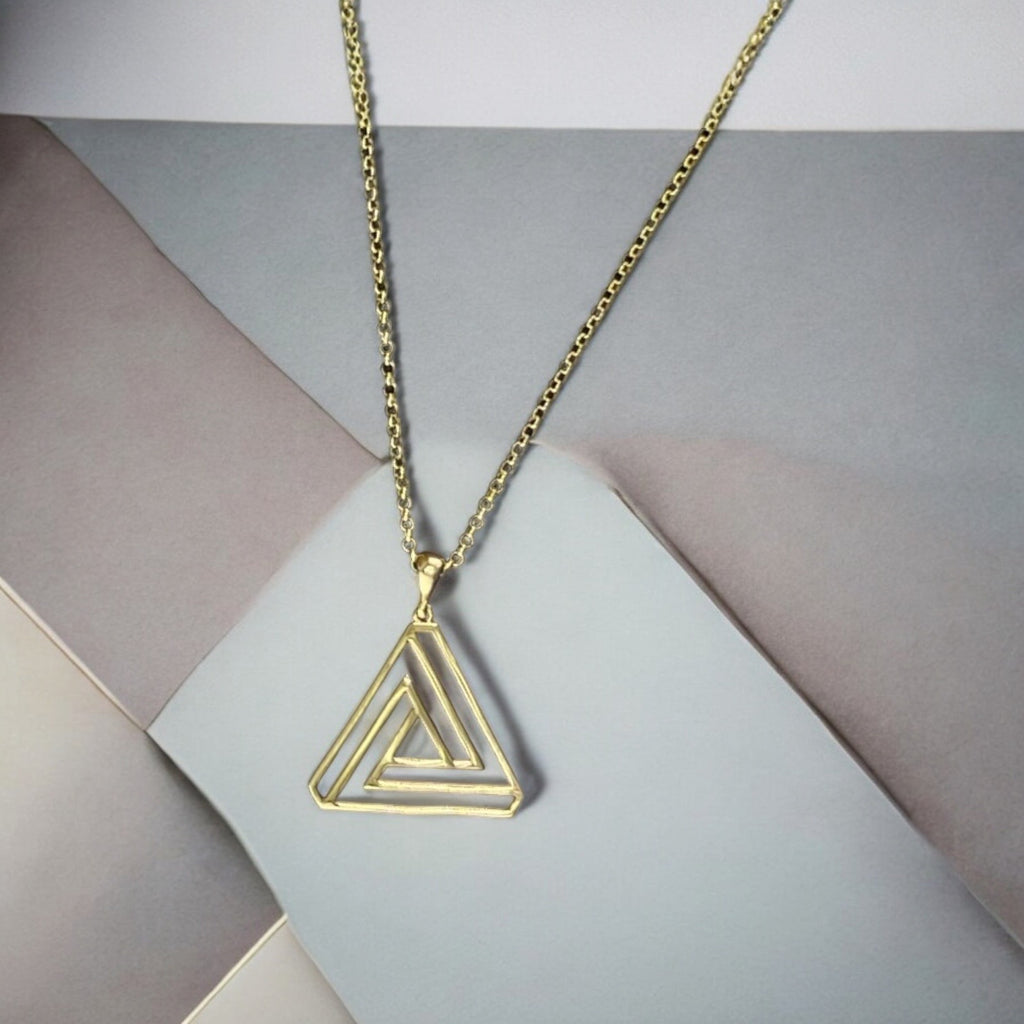 Handmade Sterling Silver Gold Plated Origami Pendant