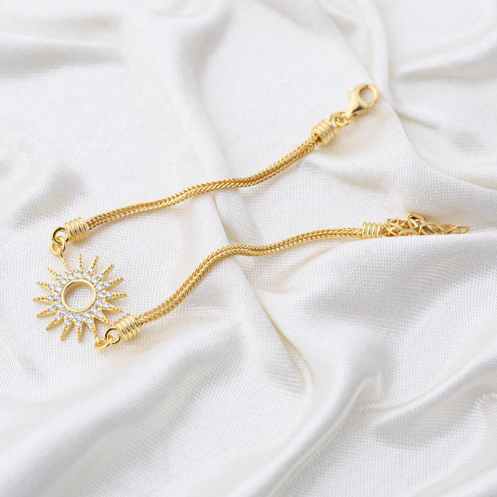Handmade Sterling Silver with Gold Plating Sun Charm Bracelet