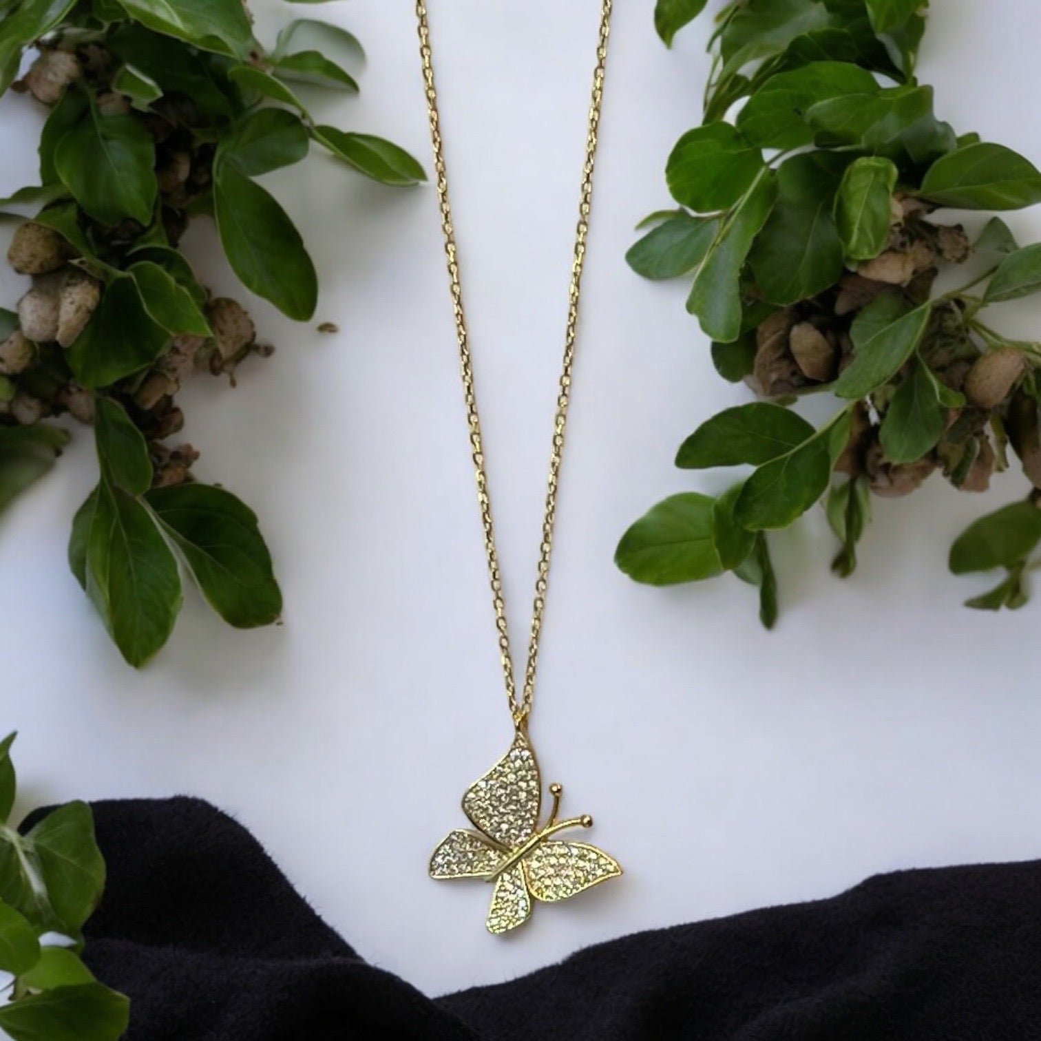 Handmade Sterling Silver Minimalist Gold Plated Butterfly Pendant