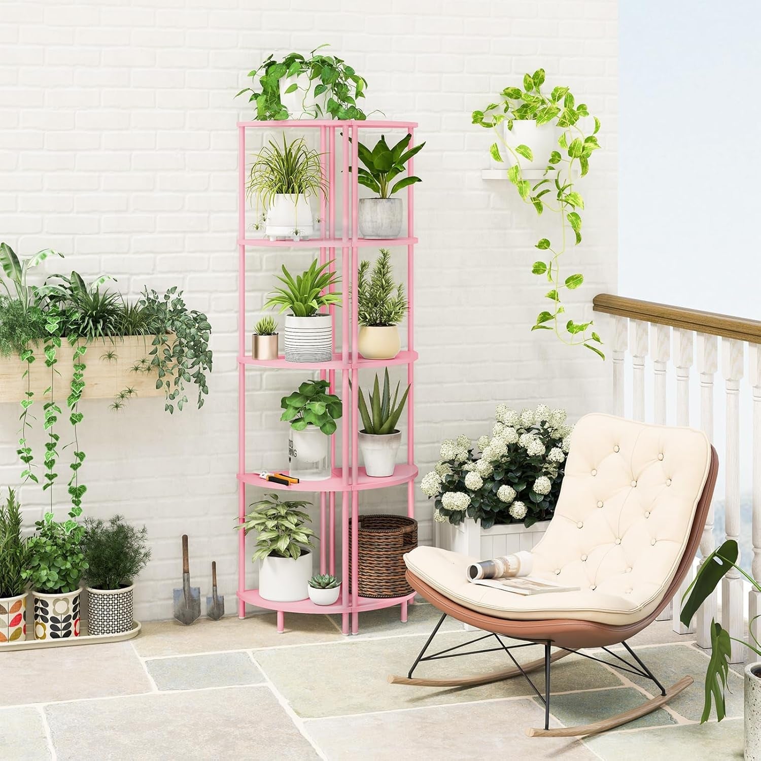 Corner Shelf Stand, 5-Tier Corner Bookshelf, Tall Corner Shelves for